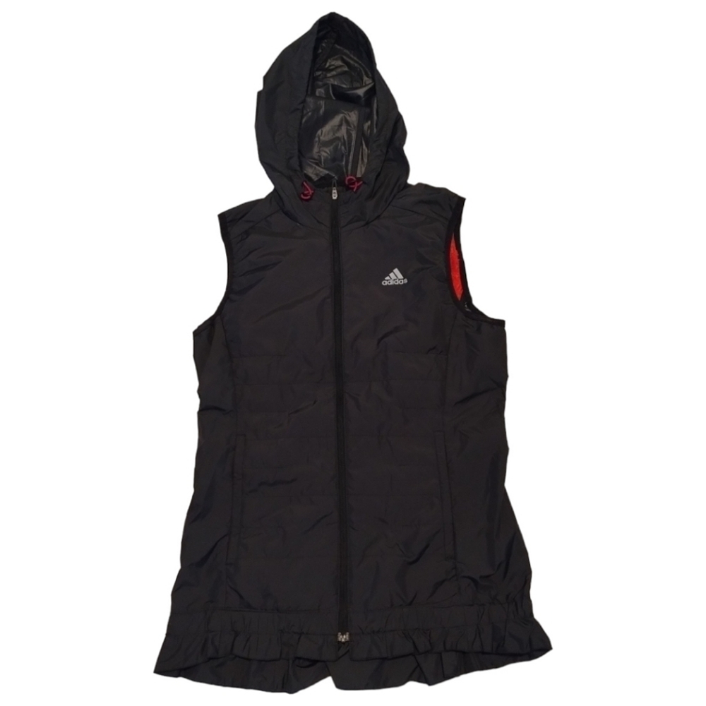 Adidas Climaproof Fleece‎ Lined Hoodie Vest Jacket Zip Pocket